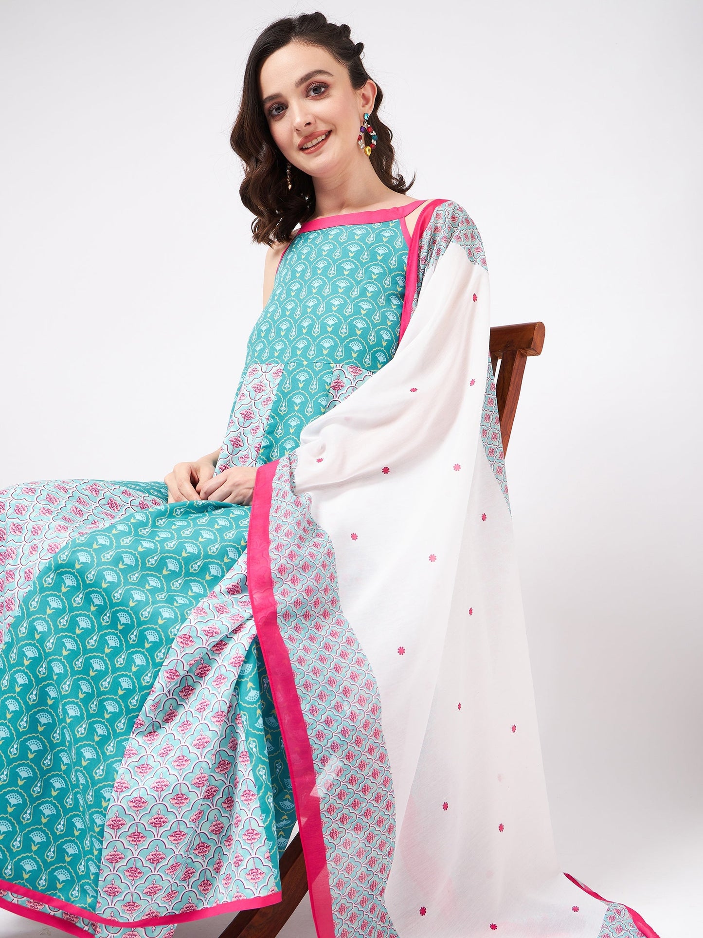 Jaipur Haat Kalidaar Kurta With Dupatta And Palazzo Pants