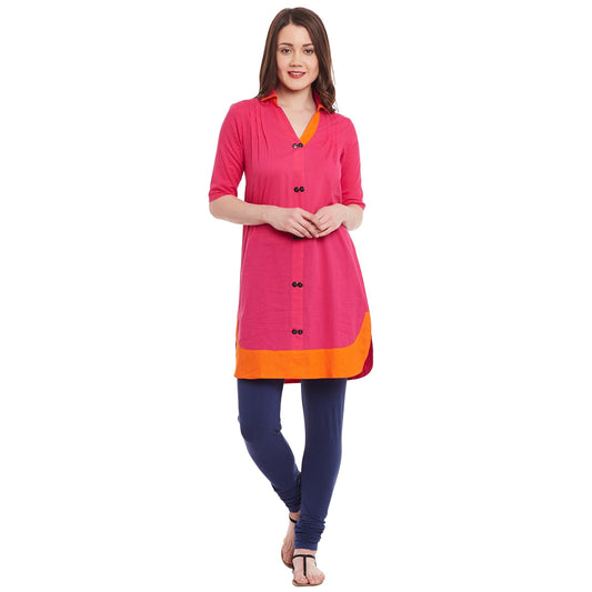 Pannkh Casual 3/4 Sleeve Solid Women's Kurti