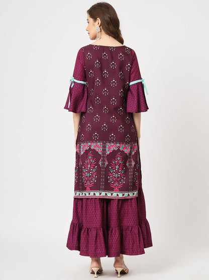 Mughal Printed Kurta With Sharara Pants