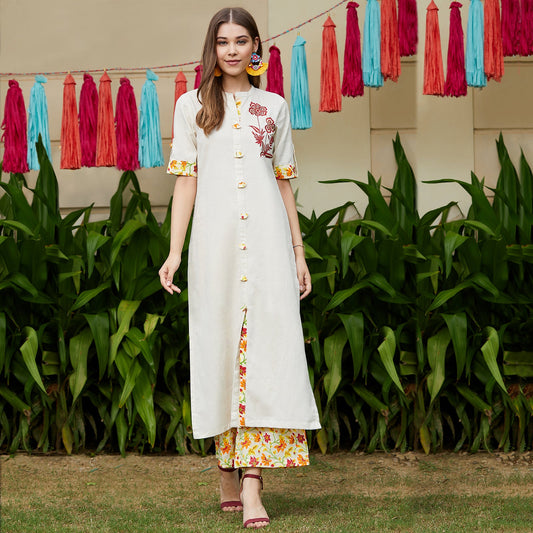 Embroidered Kurta With Palazzo