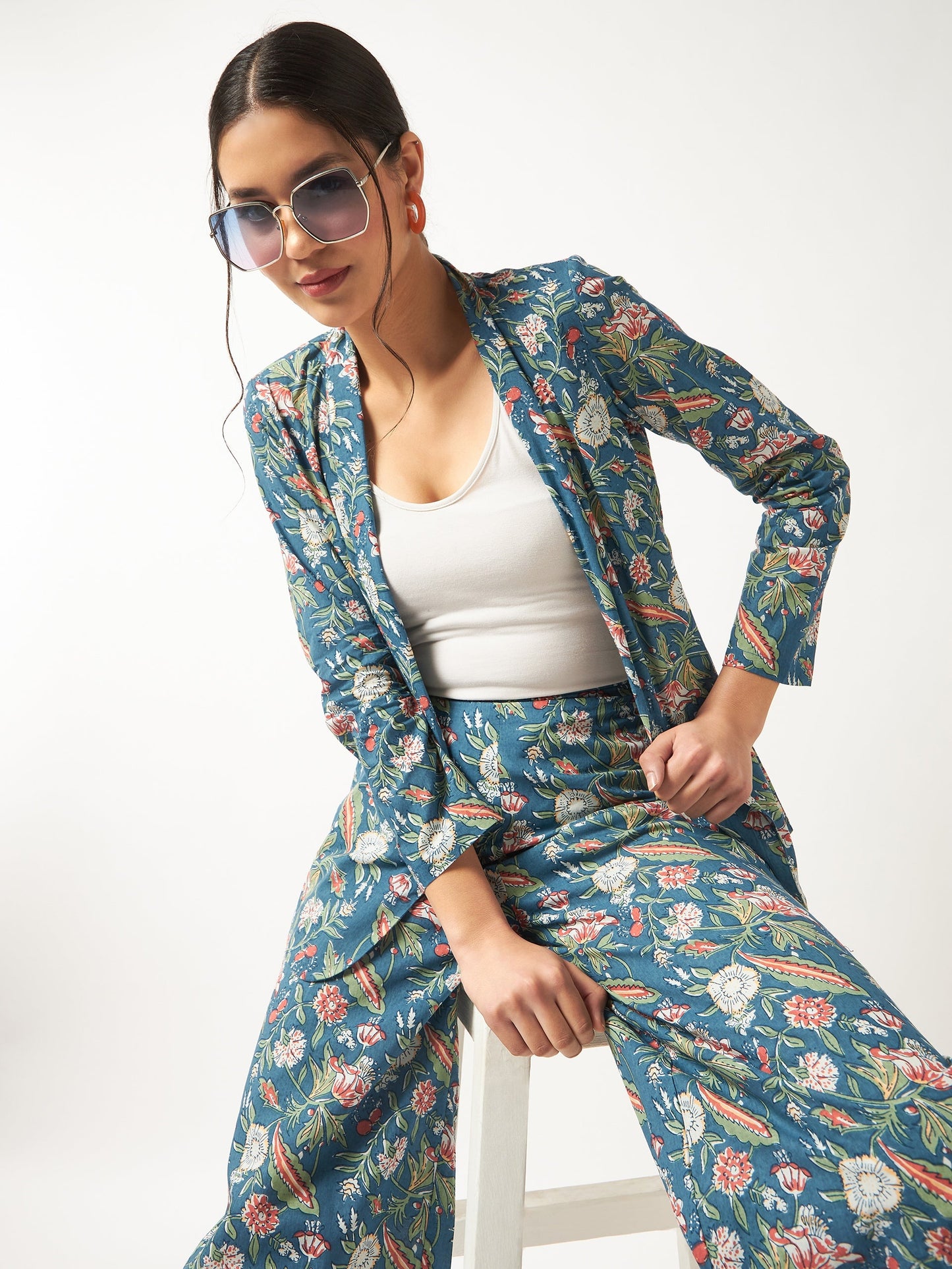 Floral Printed Blazer With Pants