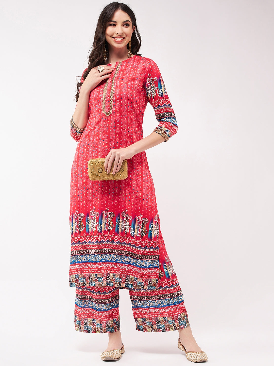 Digital Ethnic Placement Printed Kurta With Palazzo Set