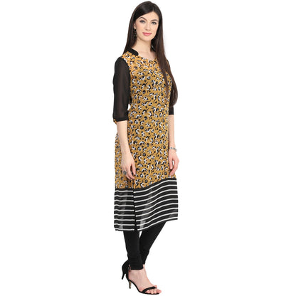 Pannkh Women's Red Abstract Print Kurti