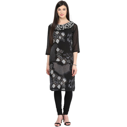 Pannkh Women's Monocromatic Cowl Kurti