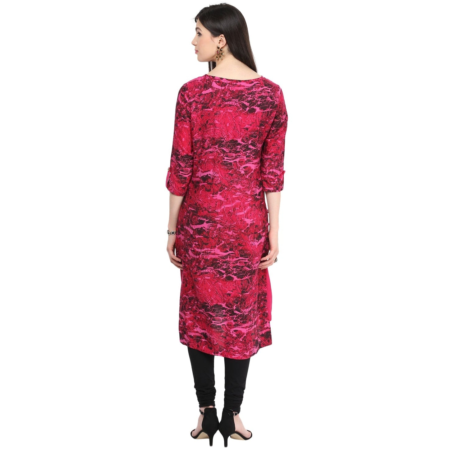 Pannkh Women's Boat Neck Side Buttoned Kurti