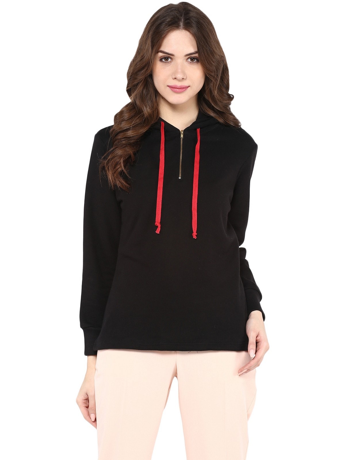 Solid Hooded Sweatshirts With Zipper