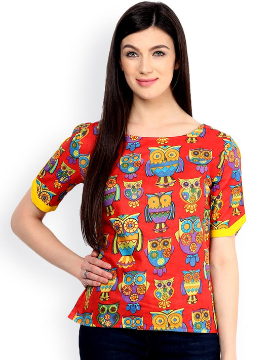 Pannkh Women's Owl Print Top