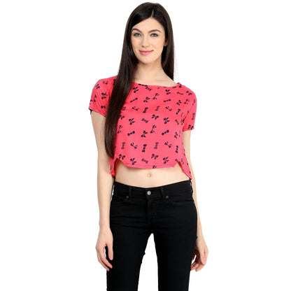 Pannkh Women's Pink Bow Crop Top