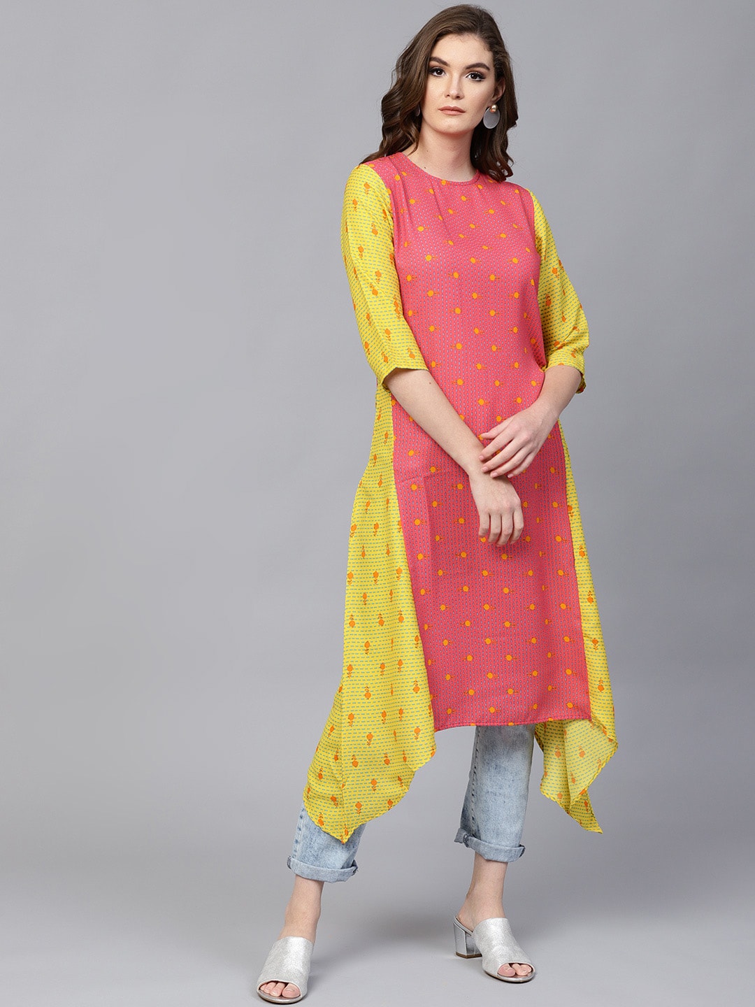 Pannkh Womens Quirky Dipped Kurta