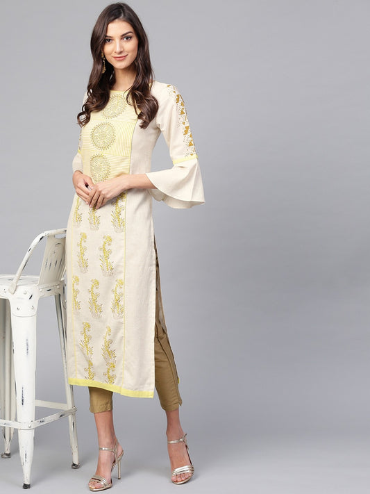 Printed Kurta With Bell Sleeves