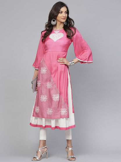 Lotus Inspired Double Layer Printed Kurta