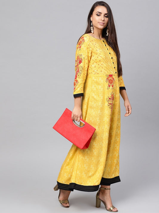 Tribal Print Placement Kalidaar Kurta