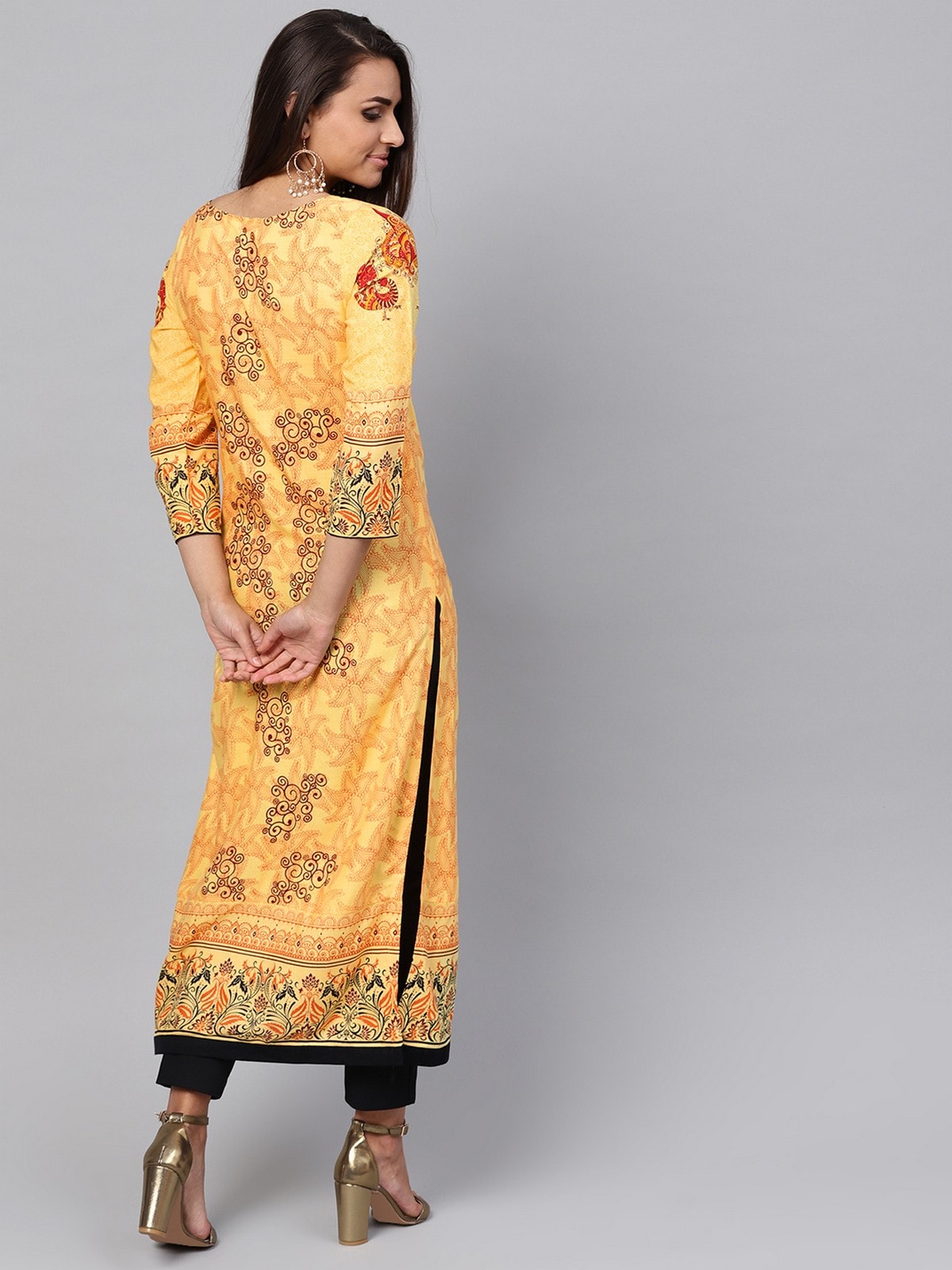 Tribal Print Straight Side Buttoned Kurta