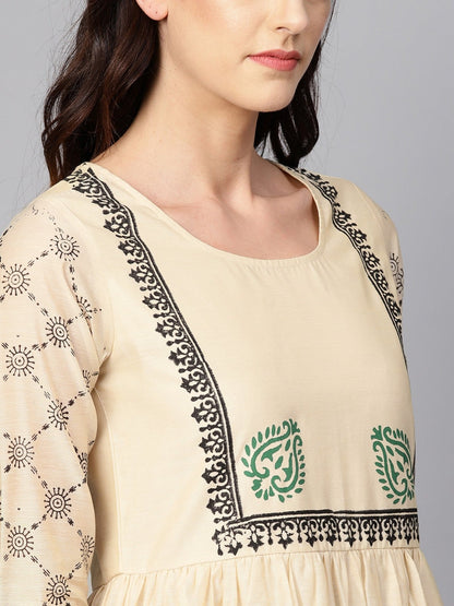 Block Printed Flared Kurta