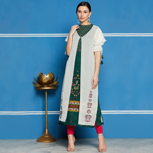 Mughal Kurta With Embroidered Shrug