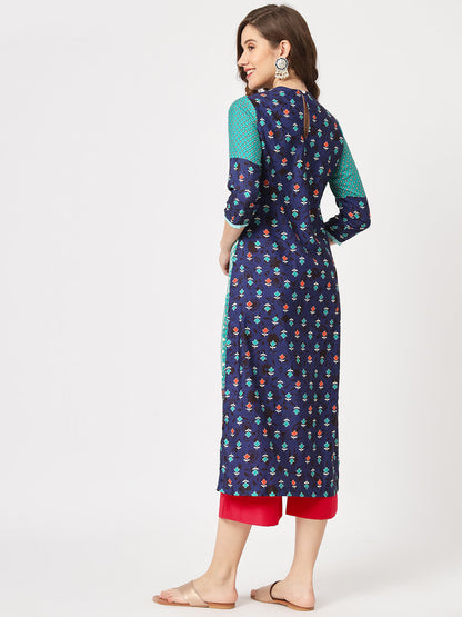 Mughal Straight Kurta With Crew Neck