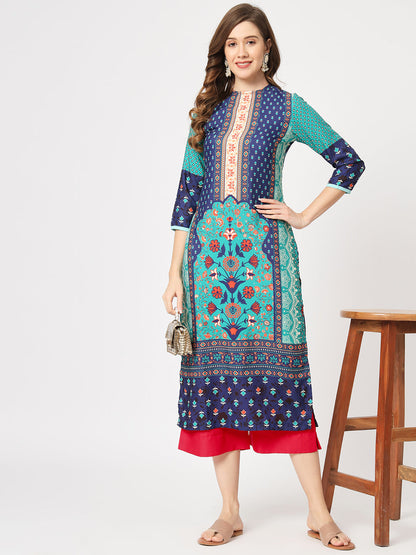 Mughal Straight Kurta With Crew Neck