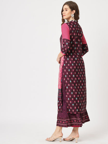 Mughal Straight Kurta With Crew Neck