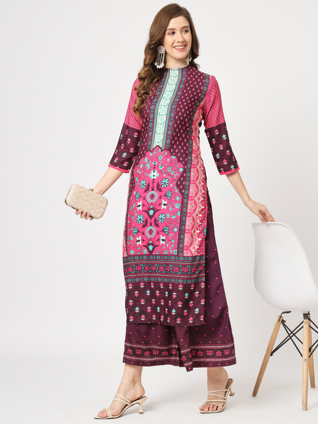 Mughal Straight Kurta With Crew Neck