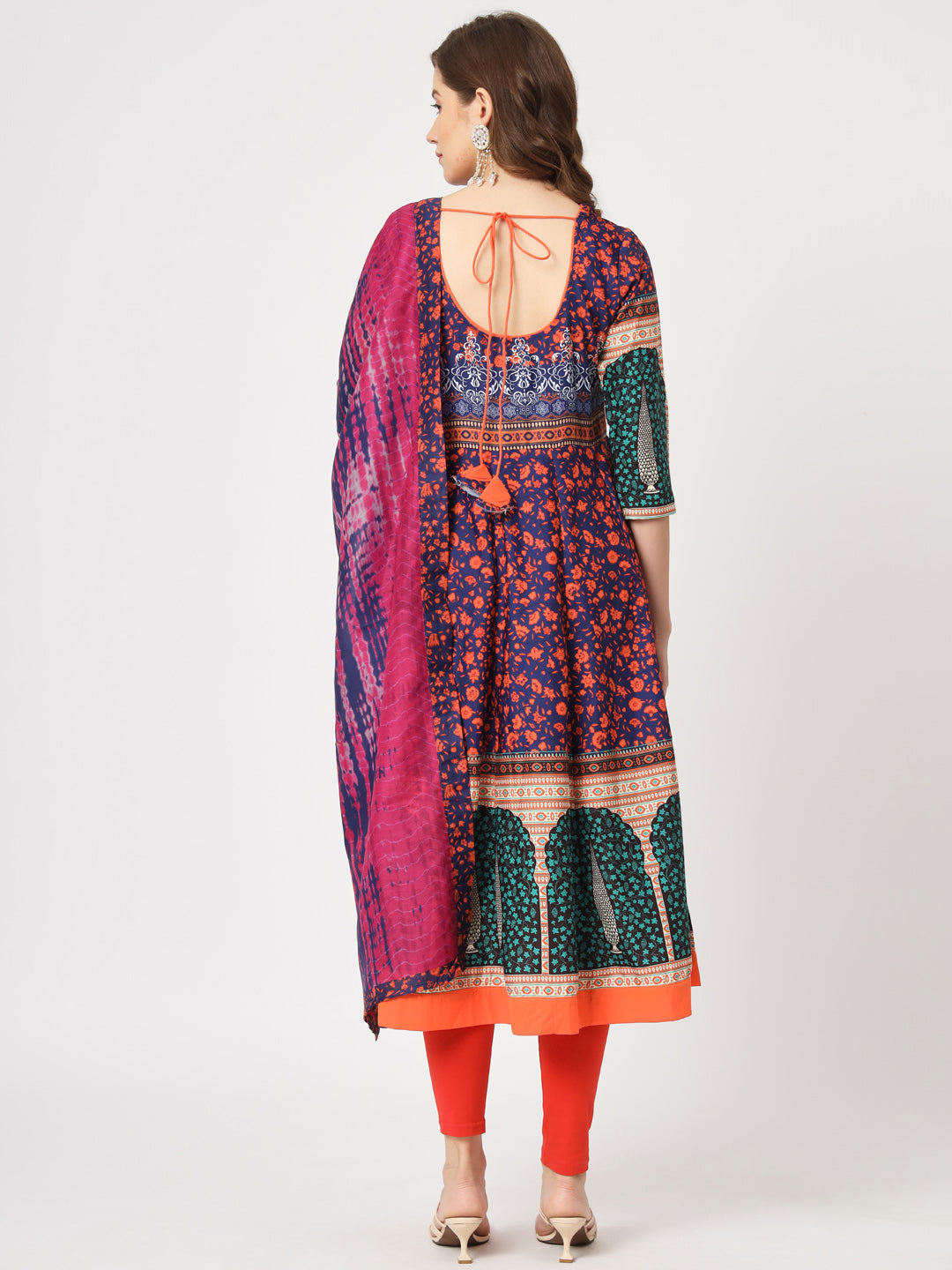 Mughal Flared Kurta With Tie-Dye Dupatta