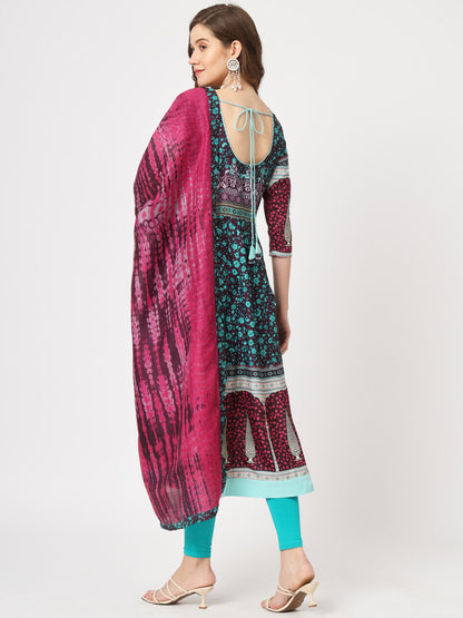 Mughal Flared Kurta With Tie-Dye Dupatta