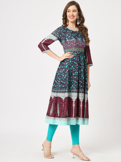 Mughal Flared Kurta With Tie-Dye Dupatta