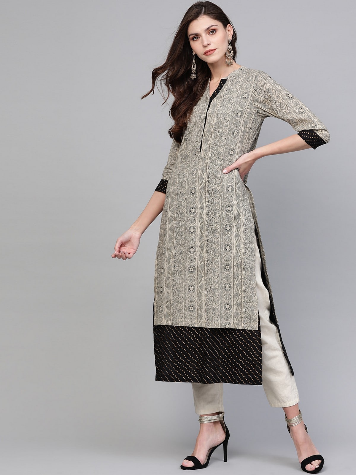 Layered Gold Print Kurta