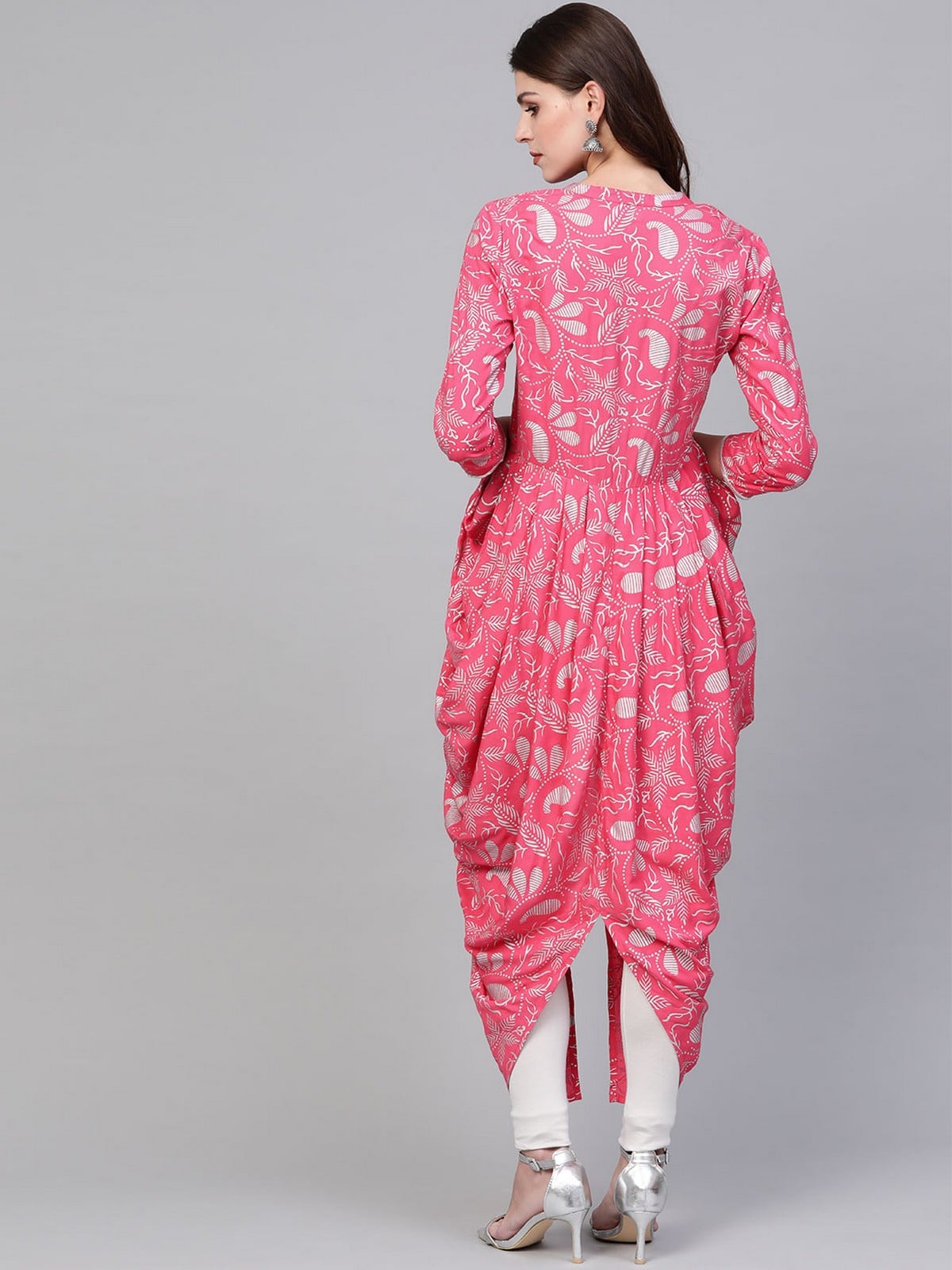 Pink Foil Printed Cowl Kurta