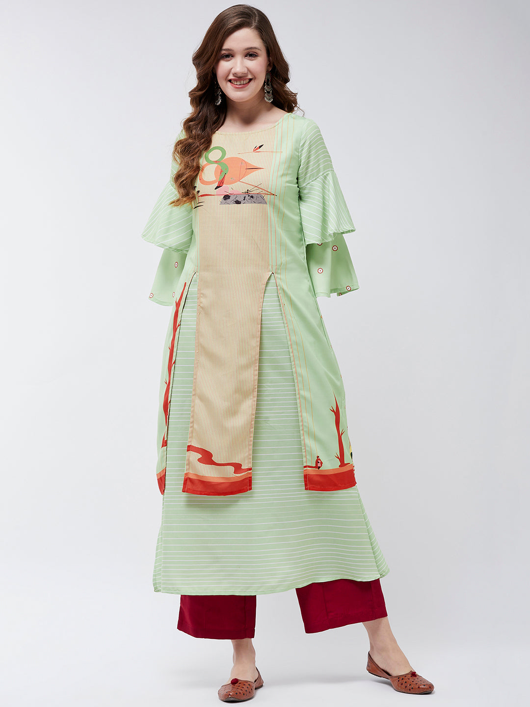 Double Layered Flamingo Printed Kurta