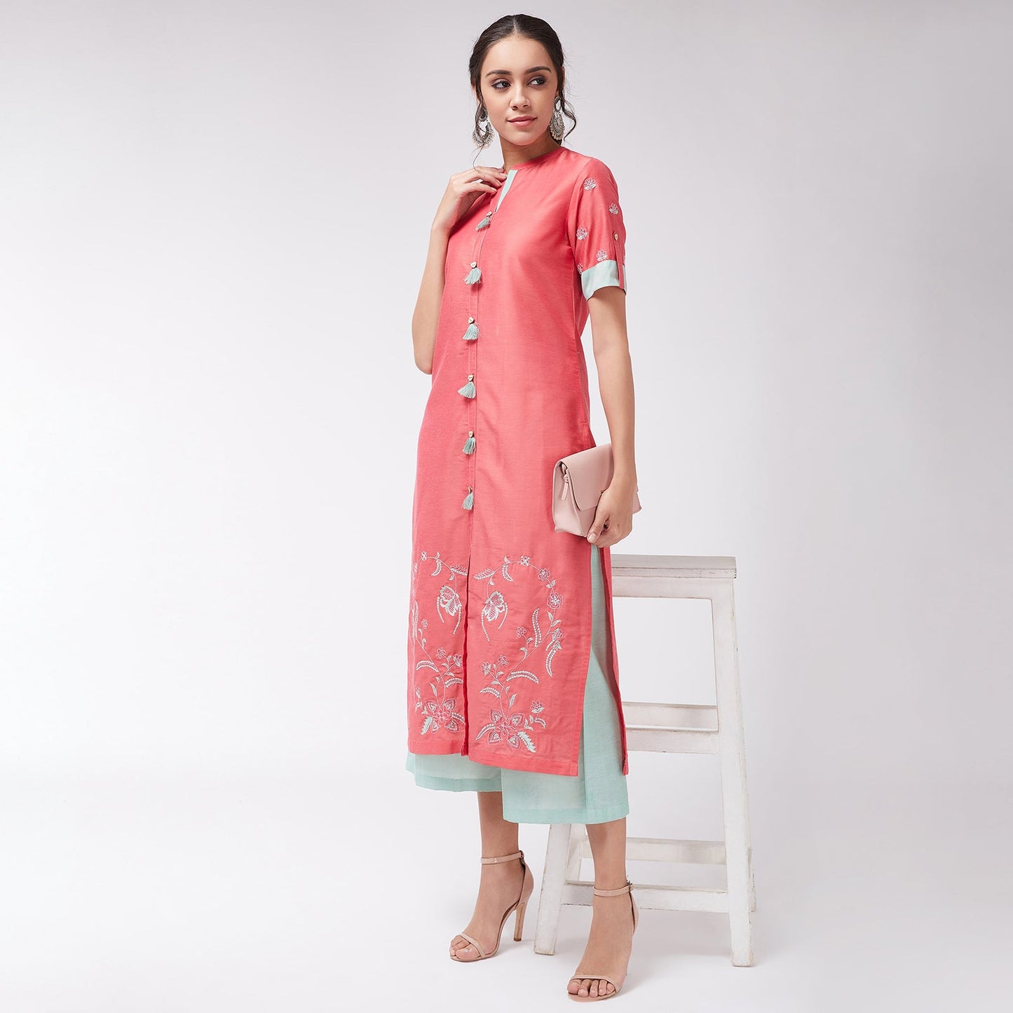 Bottom Embroidered Pastel Semi-Festive Kurta