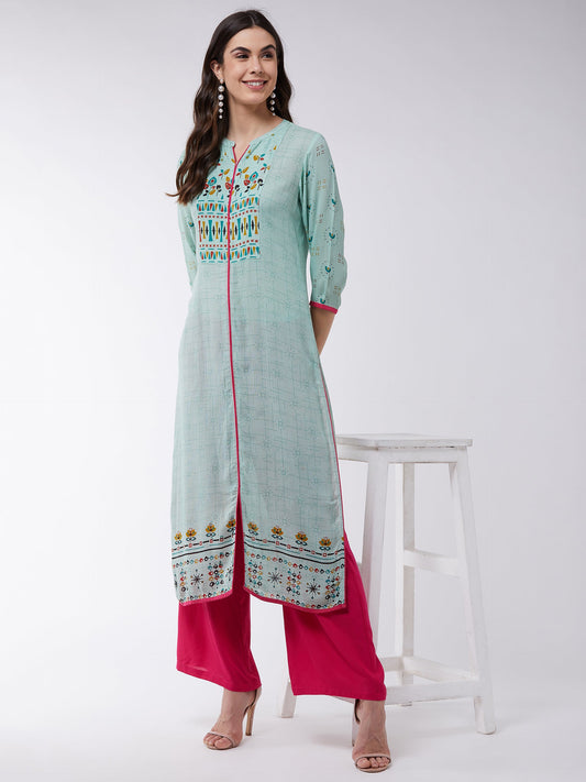 Pastel Printed Straight Fit Kurta