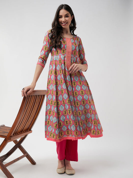 Wedding Inspired Digital Printed Multicolor Flared Kurta