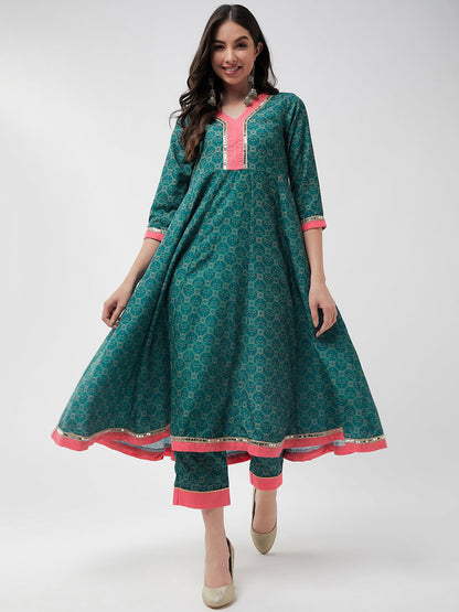 Wedding Inspired Digital Printed Kalidaar V-Neck Flared Kurta