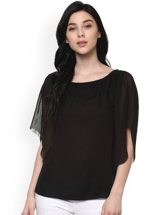 Pannkh Women's Top With Flare Pleated Sleeves