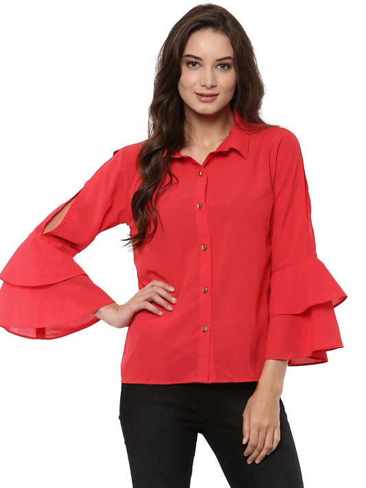 Pannkh Women's Loose Shirt With Bell Sleeves