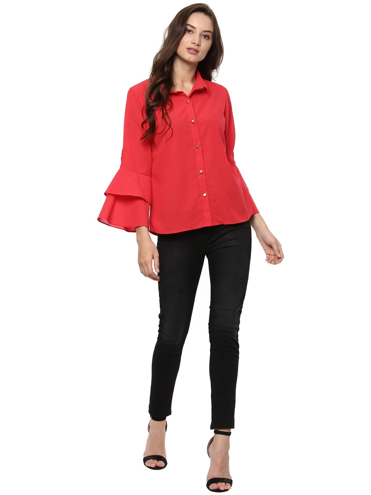 Pannkh Women's Loose Shirt With Bell Sleeves