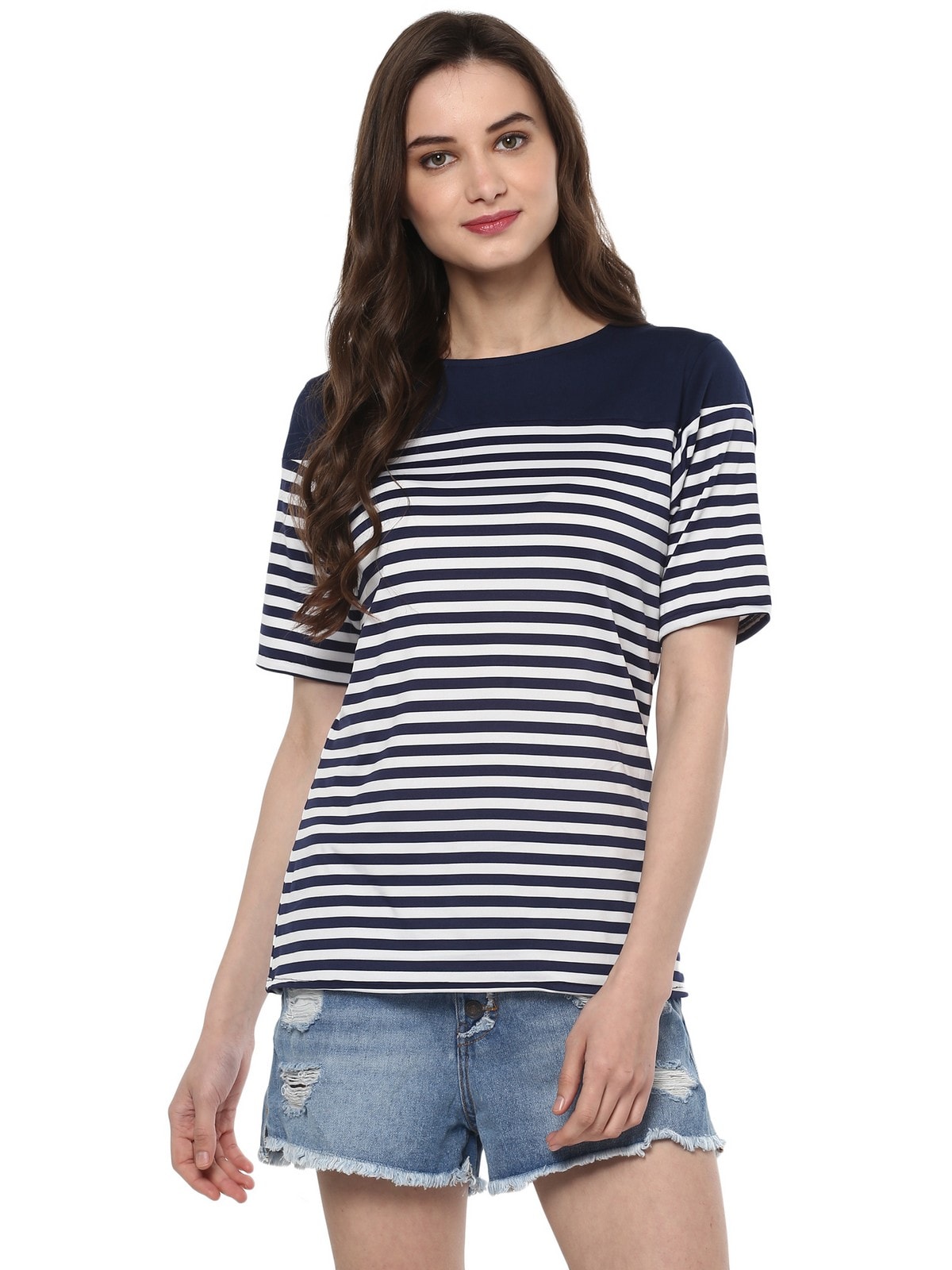 Breton Stripe Back Detail Top