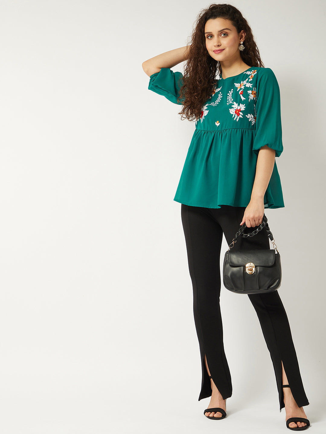 Floral Embroidered Sheer Top