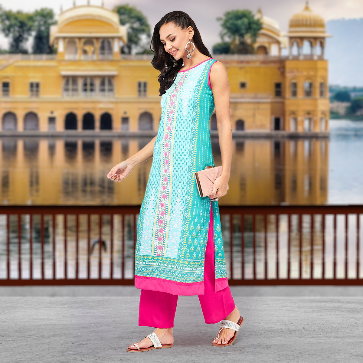 Jaipur Haat Placement Sleeveless Kurta