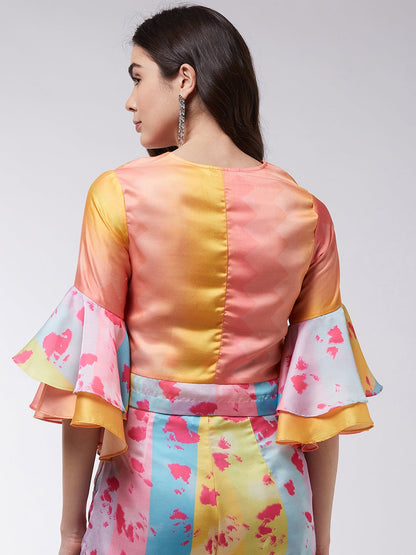 Candy Inspired Digital Printed Bell Sleeves Top