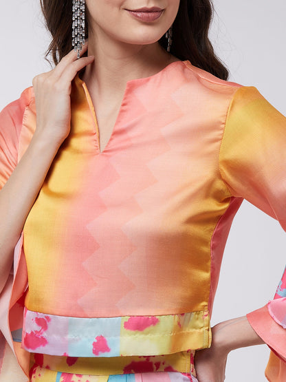 Candy Inspired Digital Printed Bell Sleeves Top