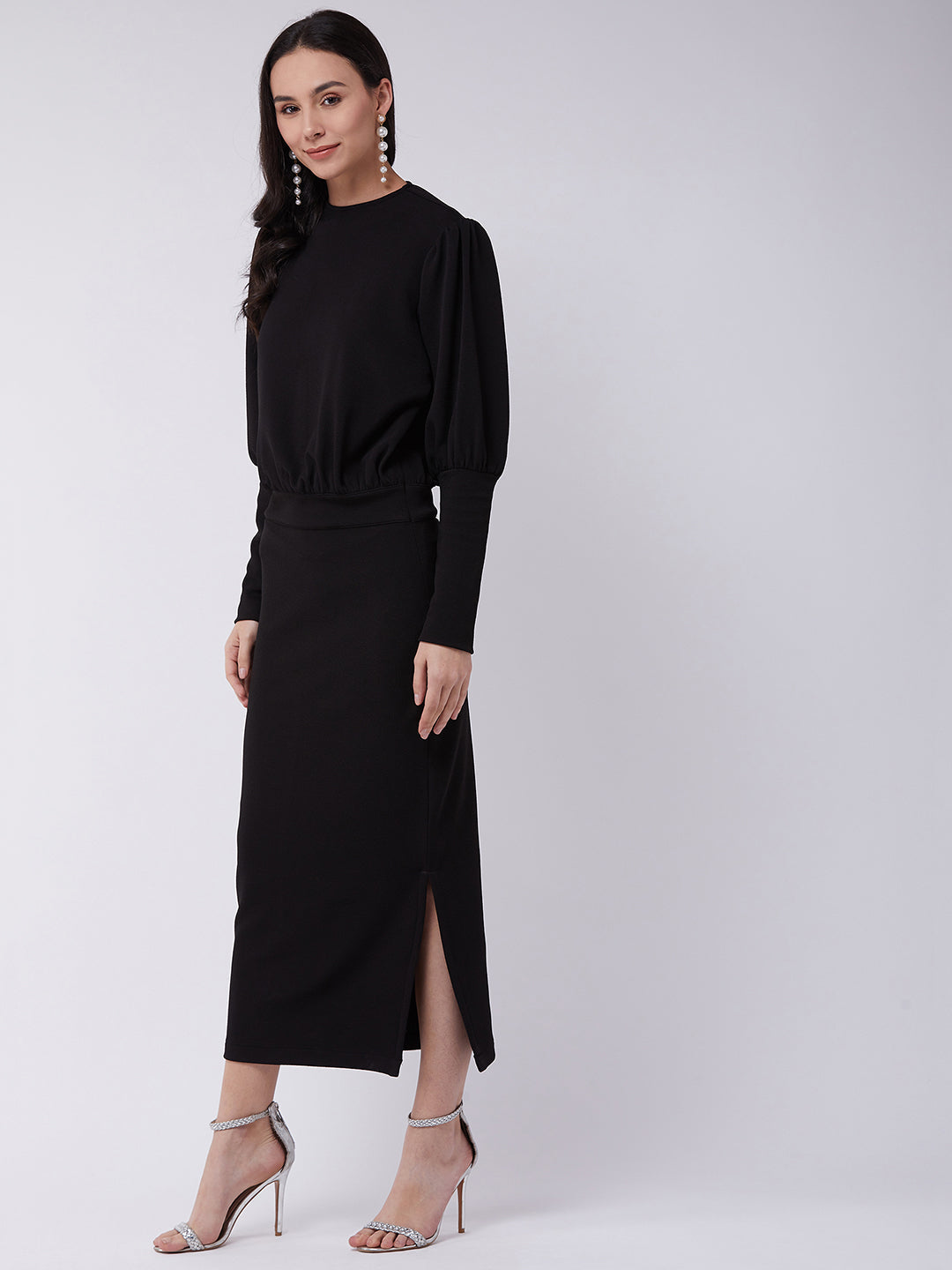 Black Leg 'O' Mutton Fitted Dress