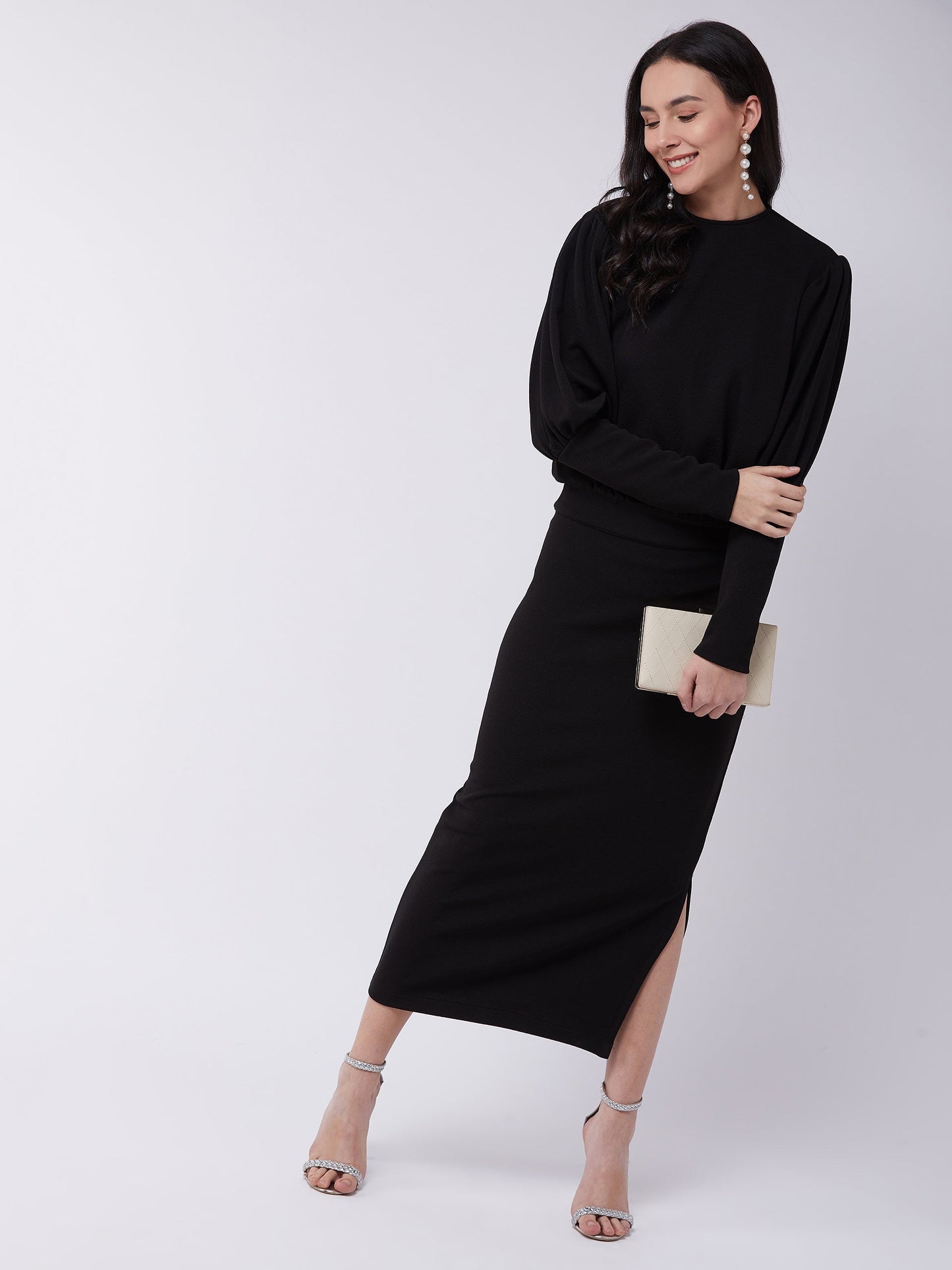 Black Leg 'O' Mutton Fitted Dress