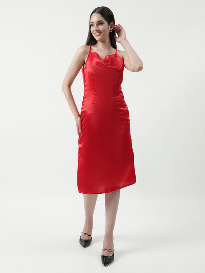 Solid Cowl Neckline Cocktail Dress