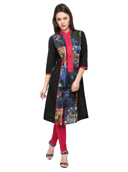 Pannkh Women's Casual 3/4 Sleeve Printed Kurti