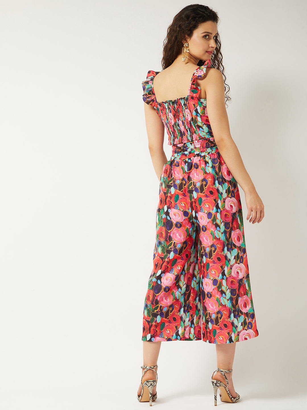 Printed Ruched Top and Pant Set