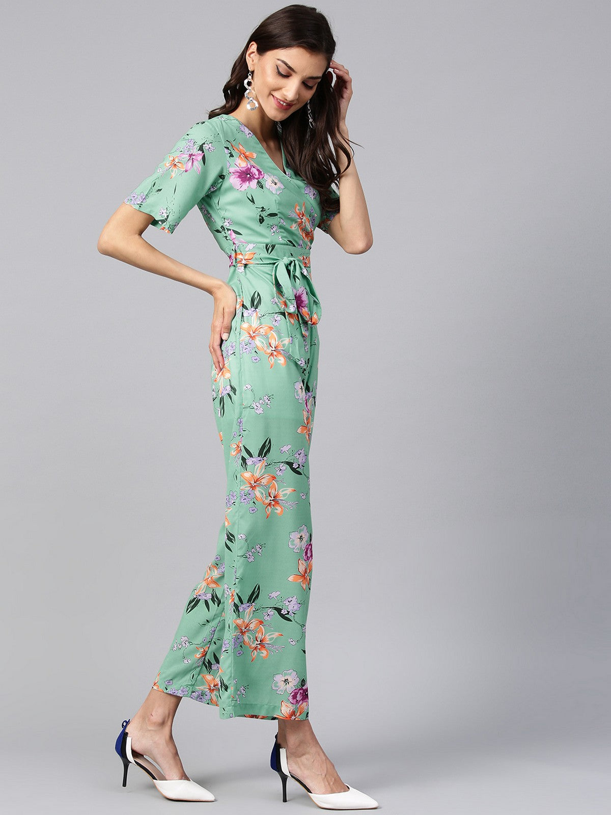 Floral Overlapping Jumpsuit