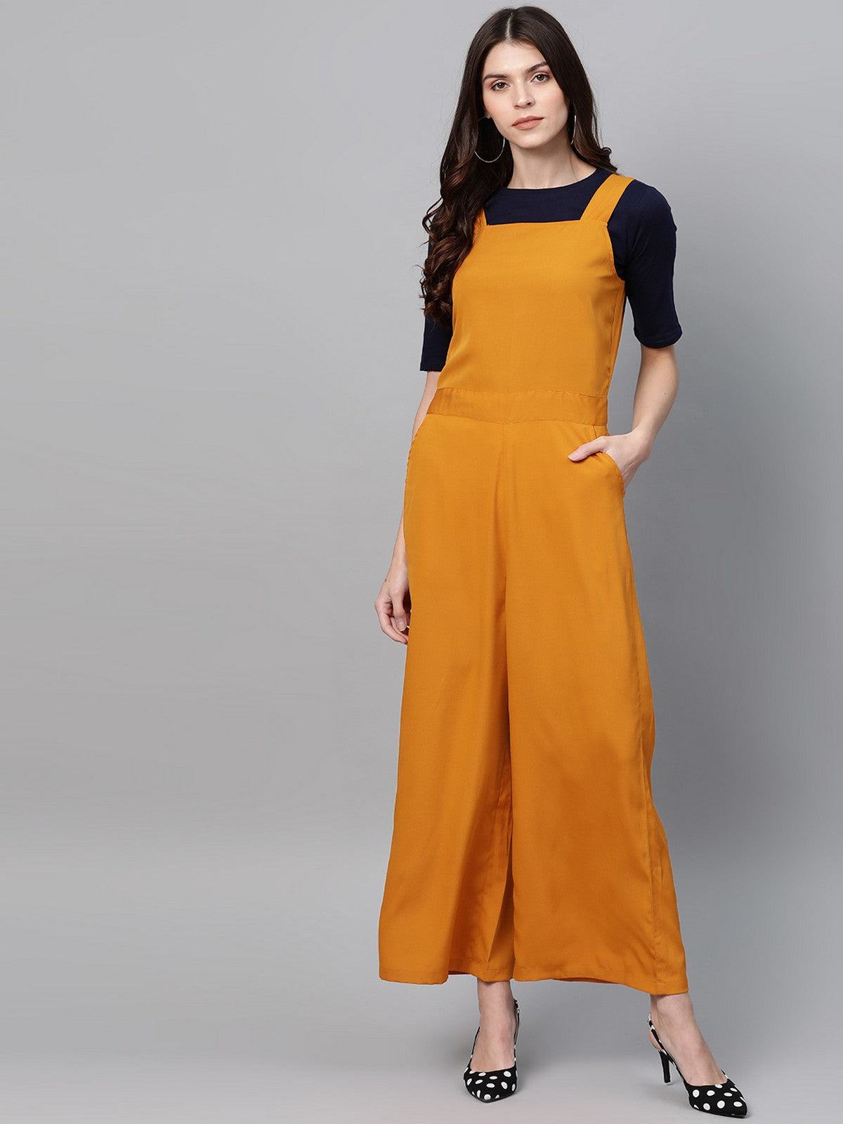 Solid Jumpsuit With Contrast Top