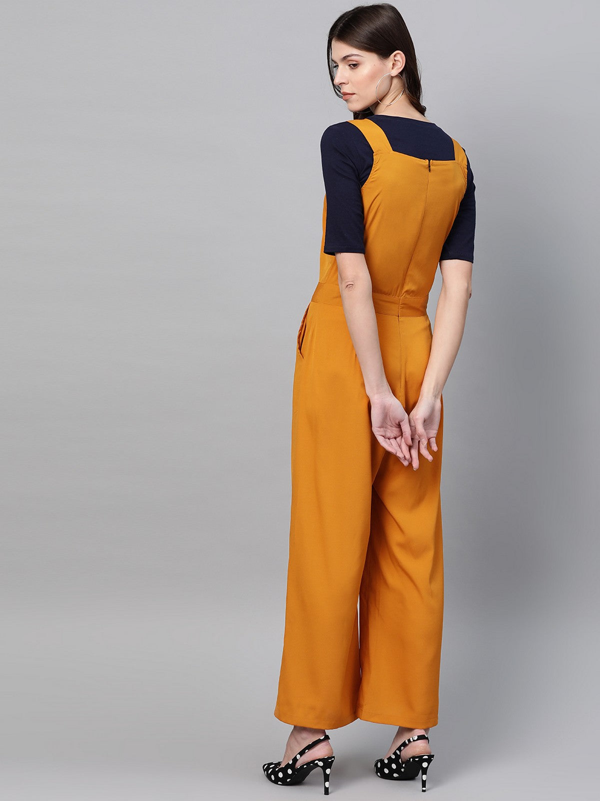 Solid Jumpsuit With Contrast Top