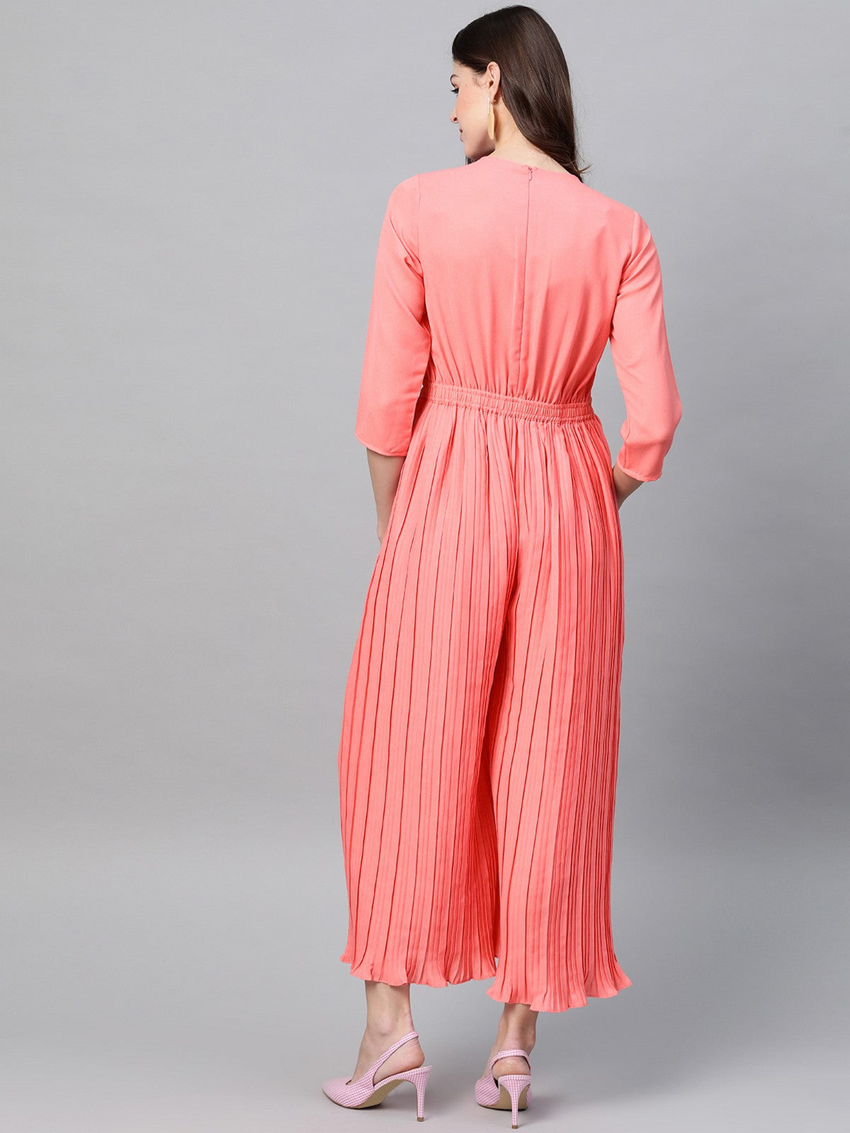 Solid Pleated Elegant Jumpsuit